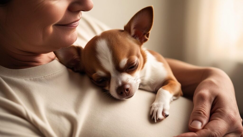 しつけ教室の成果で飼い主とリラックスしている犬