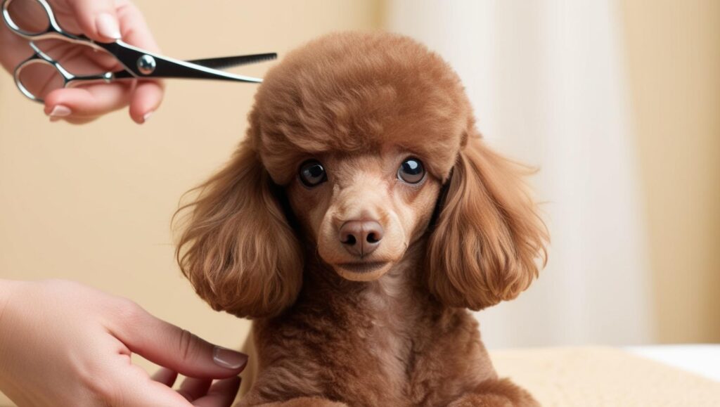 自宅トリミングでバリカンとハサミを使う様子（犬 グルーミング トリミング）
