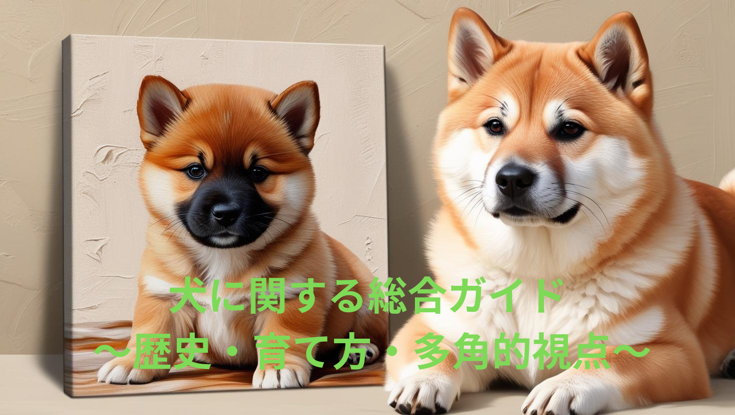 犬とキャンバスアートが並ぶアイキャッチ写真（キャンバス 犬）