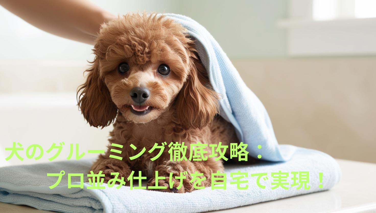 自宅でグルーミング中の犬と飼い主（犬 グルーミング 自宅 プロ仕上げ）