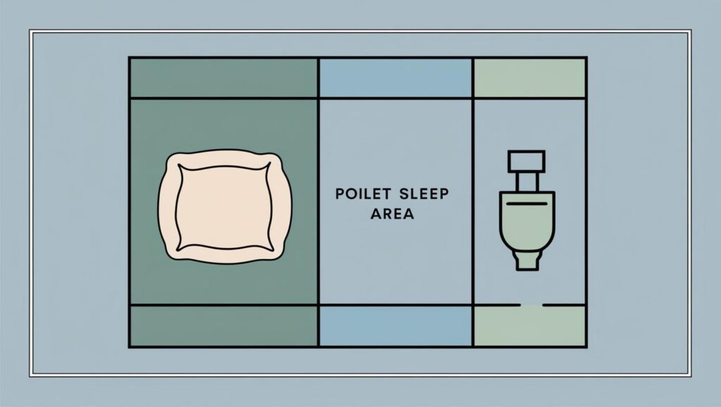 サークルレイアウト(寝床とトイレを分けたイラスト)