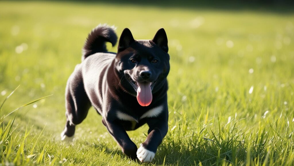 犬が元気に走り回っている
