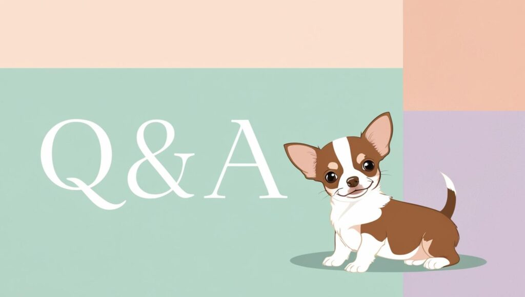 子犬のおもちゃに関するQ&Aを吹き出し形式で複数表示しているイラスト