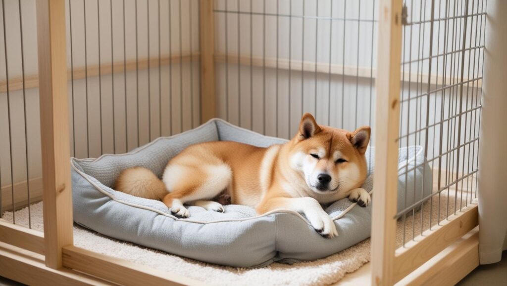 快適に整った室内環境でくつろぐ柴犬