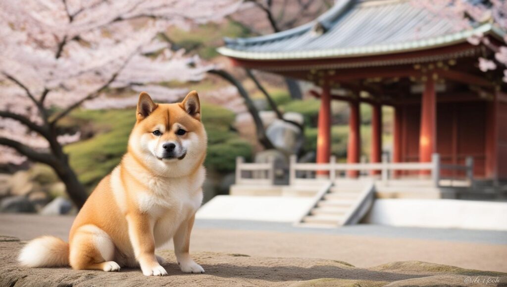 日本的な風景と柴犬の美しい姿
