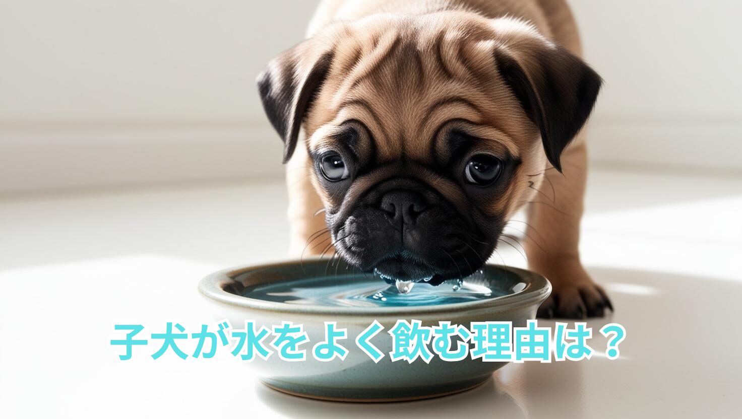 子犬が水を飲んでいるアイキャッチ画像。子犬 水をよく飲む原因をテーマにしたブログのメインビジュアル
